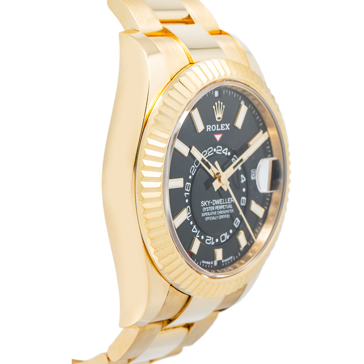 Rolex Sky-Dweller 336938 MINT 18k Yellow Gold Black Dial Men's Watch 42mm