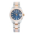 Rolex Datejust 178241 18k Rose Two Tone Factory Blue Diamond Dial Women's 31mm
