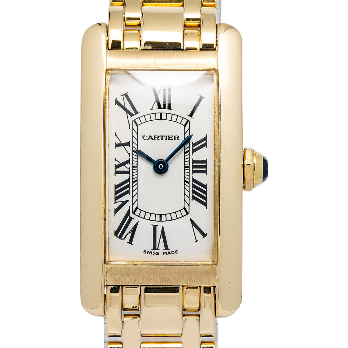 Cartier Tank Americaine W26015K2 18k YG Quartz Ivory Dial Women's Watch 19x35mm