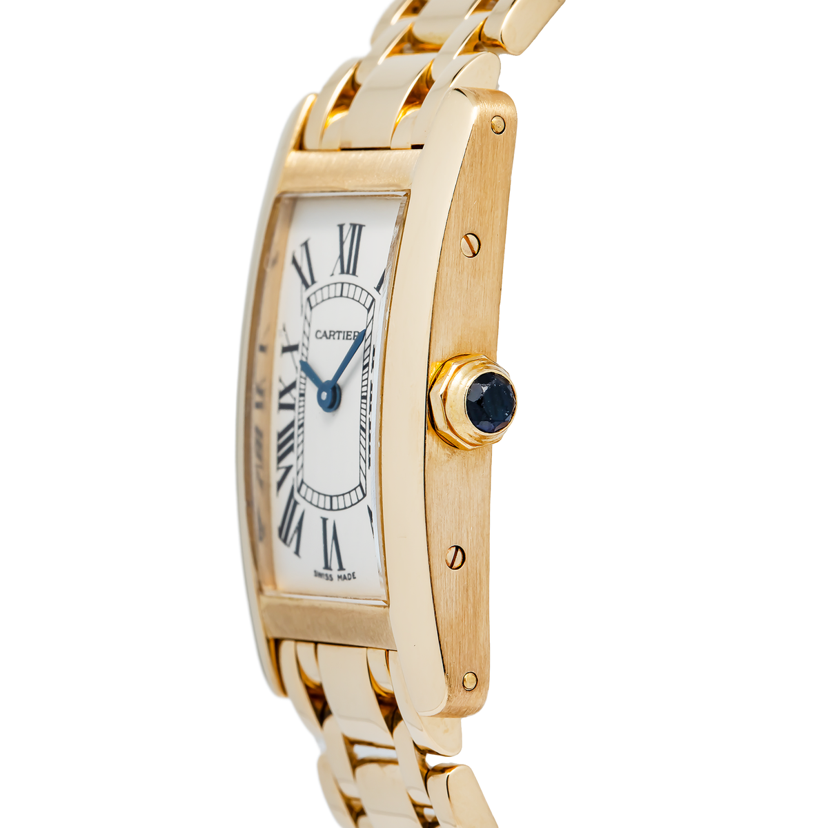 Cartier Tank Americaine W26015K2 18k YG Quartz Ivory Dial Women's Watch 19x35mm