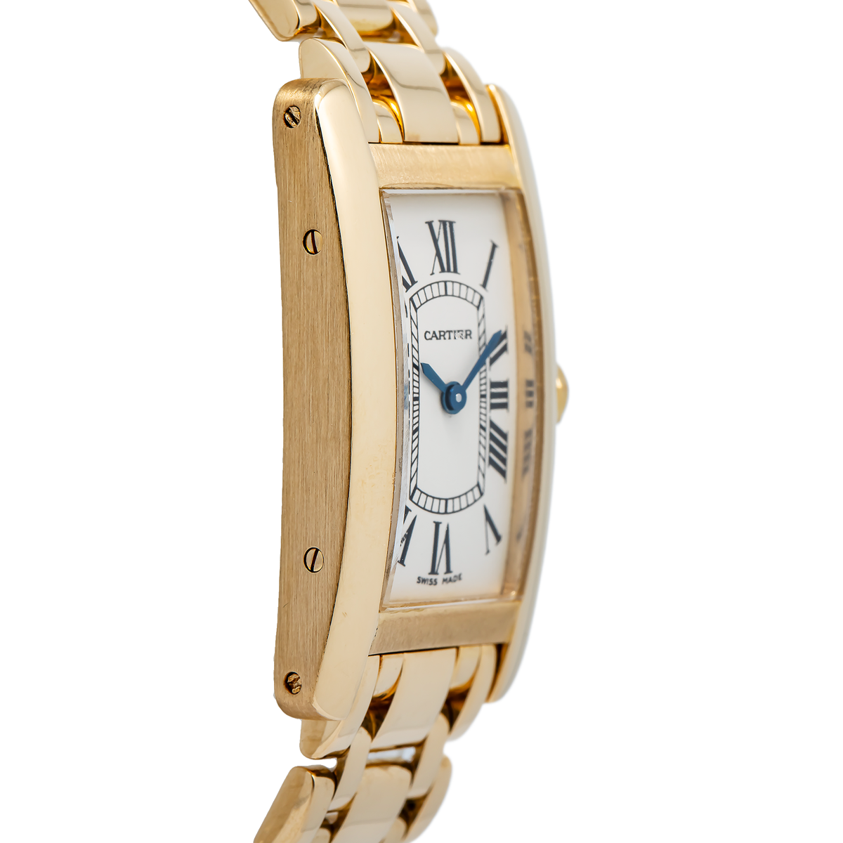 Cartier Tank Americaine W26015K2 18k YG Quartz Ivory Dial Women's Watch 19x35mm