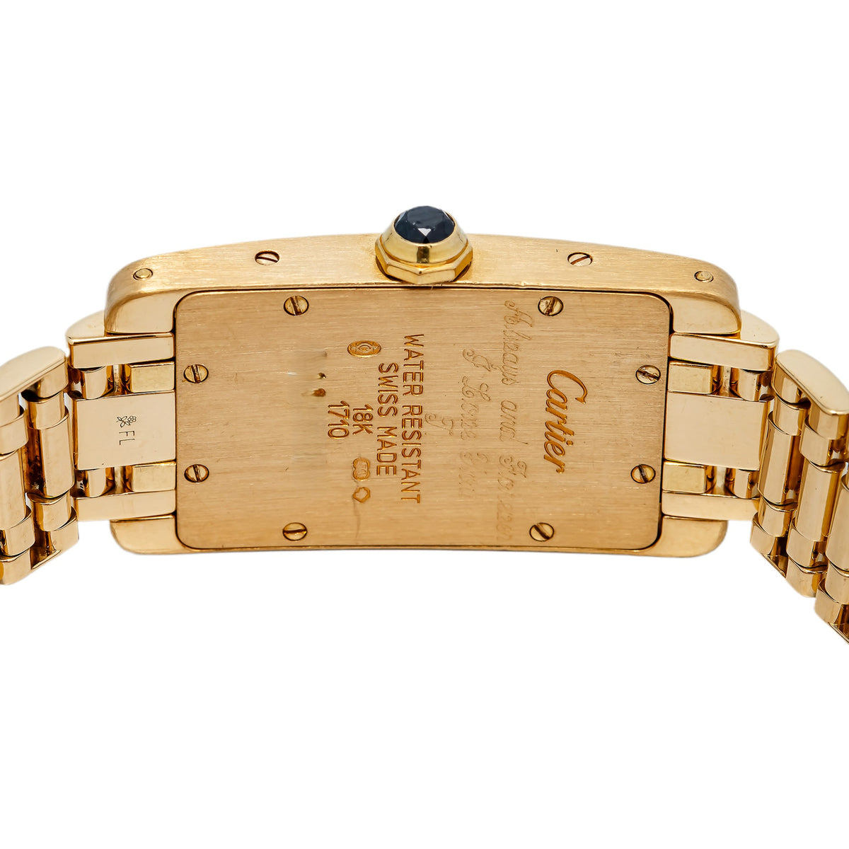 Cartier Tank Americaine W26015K2 18k YG Quartz Ivory Dial Women's Watch 19x35mm