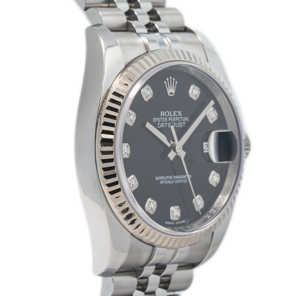 Rolex Datejust 116234 with Card 2017 SS Jubilee Black Diamond Dial Watch 36mm