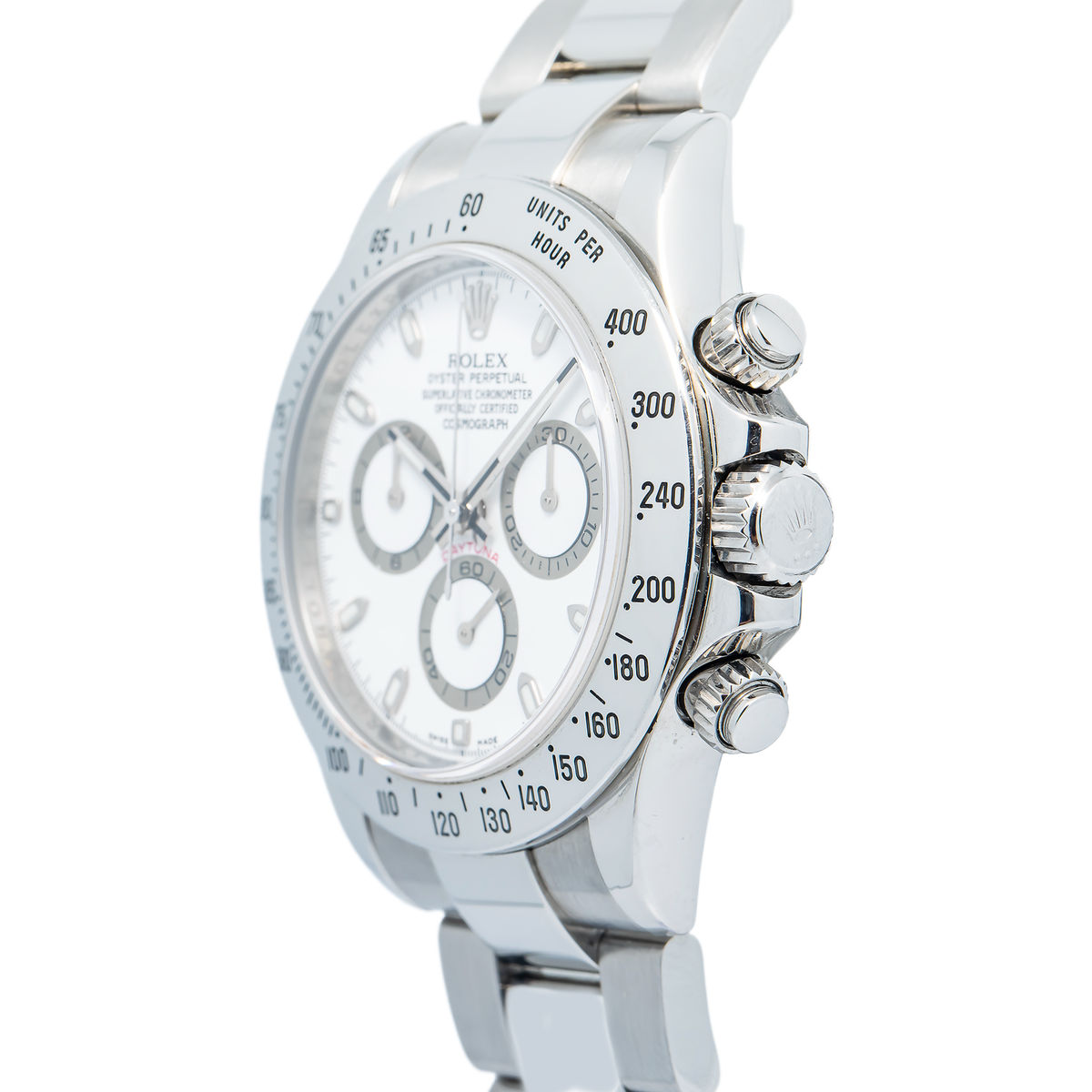 Rolex Daytona 116520 Rehaut Engraved Fat Buckle Stainless White Dial Watch 40mm