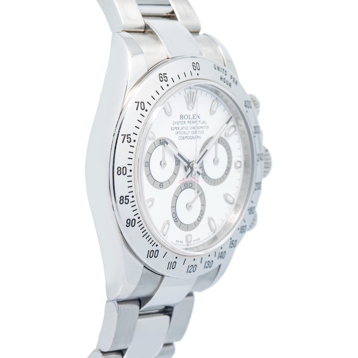 Rolex Daytona 116520 Rehaut Engraved Fat Buckle Stainless White Dial Watch 40mm
