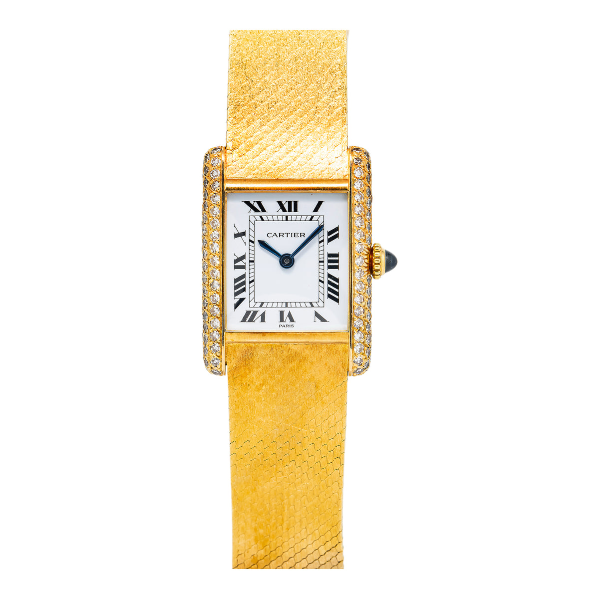 Cartier Tank Louis Paris 7808 RARE Factory Diamond 18k Gold Women Watch 21x28mm