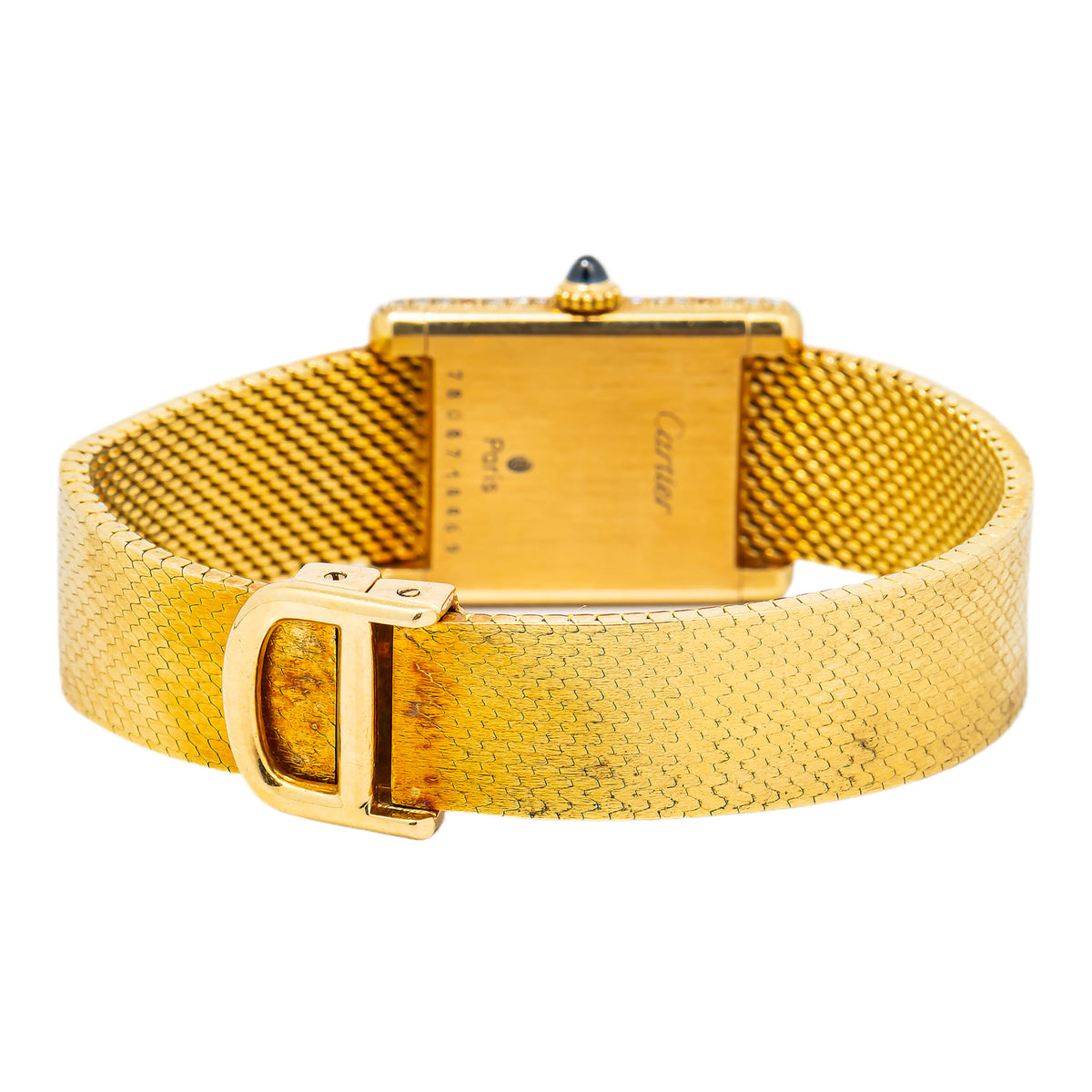Cartier Tank Louis Paris 7808 RARE Factory Diamond 18k Gold Women Watch 21x28mm