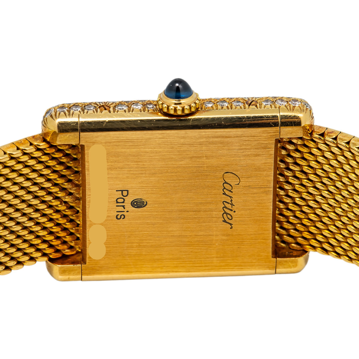 Cartier Tank Louis Paris 7808 RARE Factory Diamond 18k Gold Women Watch 21x28mm
