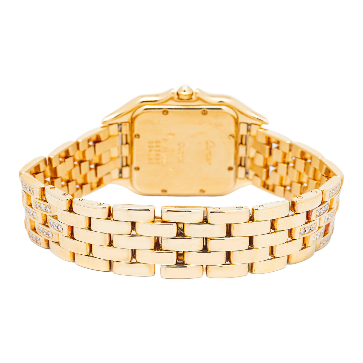 Cartier Panthere 883969 18k YG Aftermarket Pave Diamond Dial Quartz Unisex 29mm