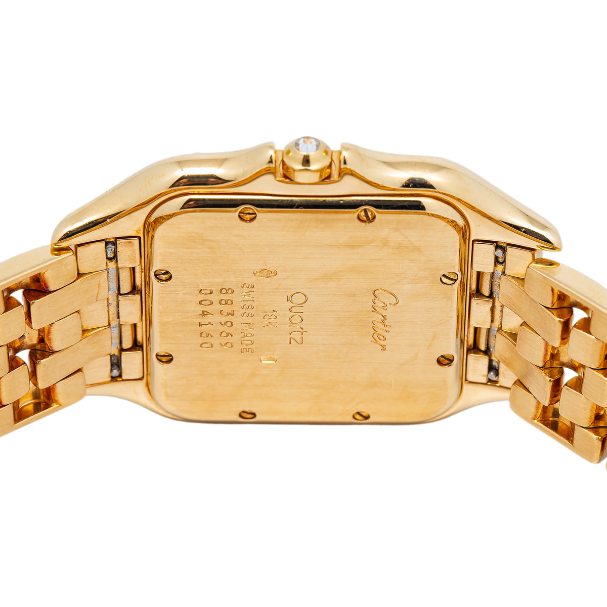 Cartier Panthere 883969 18k YG Aftermarket Pave Diamond Dial Quartz Unisex 29mm
