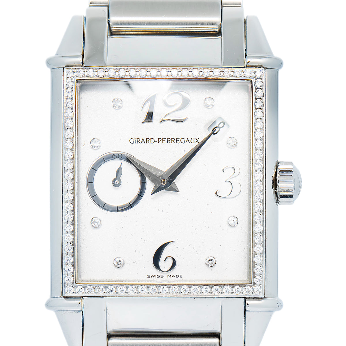 Girard Perregaux Vintage 1945 25932 Auto Factory Diamond Silver Dial Women 28mm