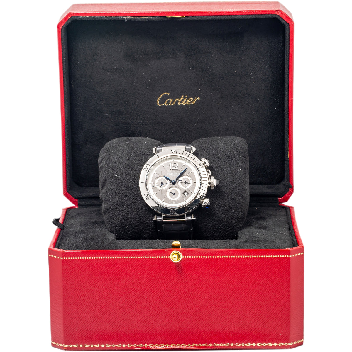 Cartier Pasha Chronograph 4363 WSPA0027 MINT Stainless Grey Dial Auto Men's 41mm