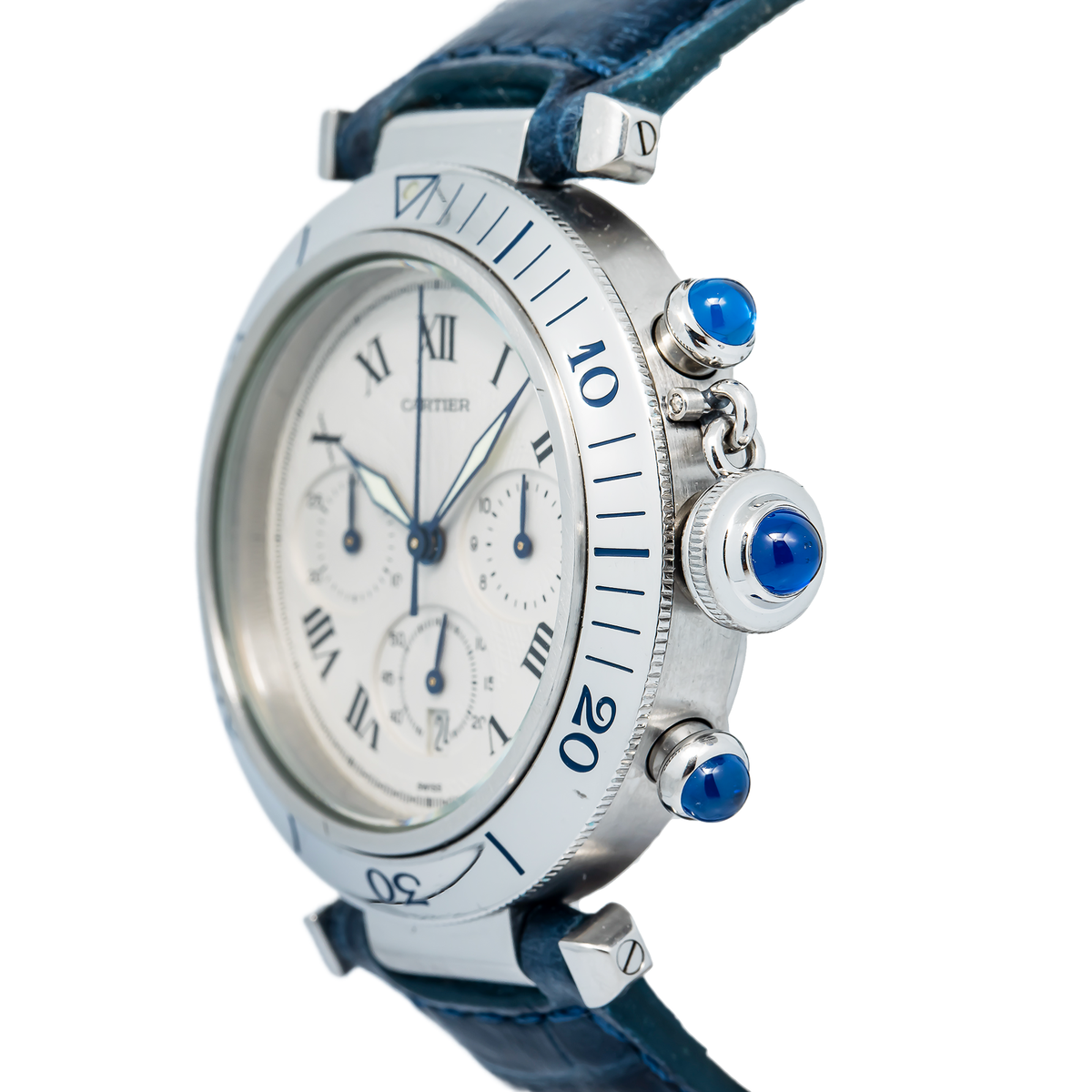 Cartier Pasha 1050 W3101855 SS Ivory Dial Quartz Chronograph Unisex Watch 38MM