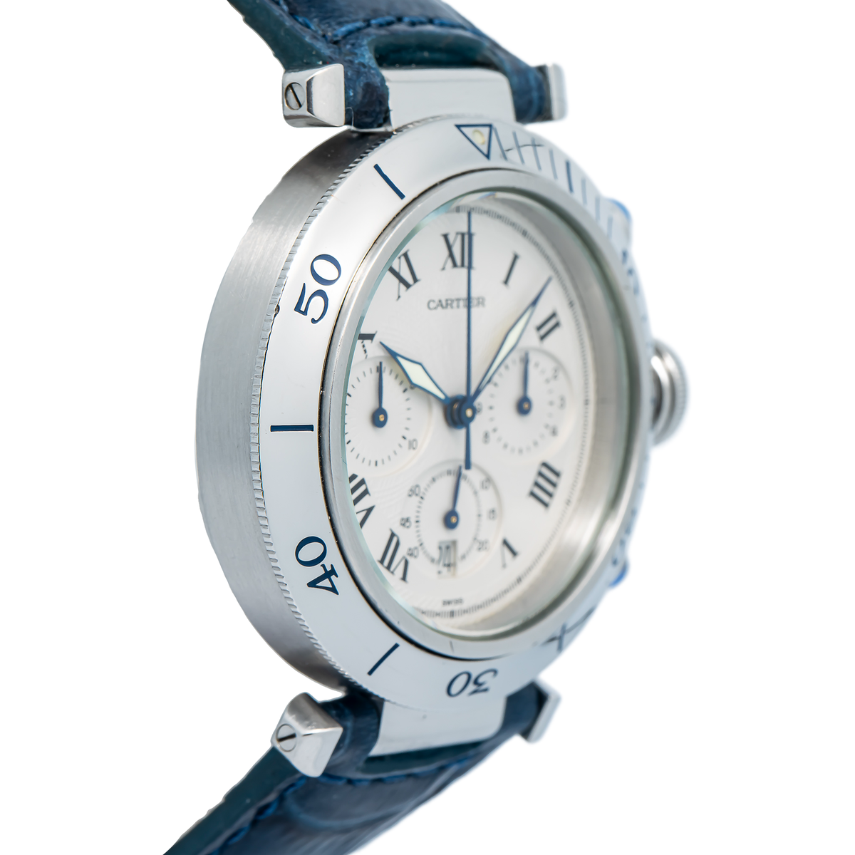 Cartier Pasha 1050 W3101855 SS Ivory Dial Quartz Chronograph Unisex Watch 38MM