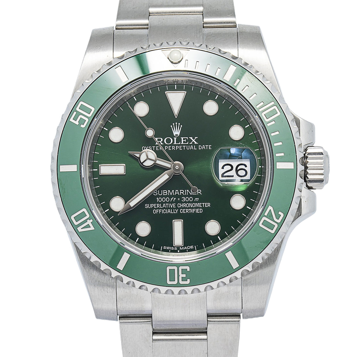 Rolex Submariner Date 116610LV 2015 Complete Hulk Stainless Steel Auto Men 40mm