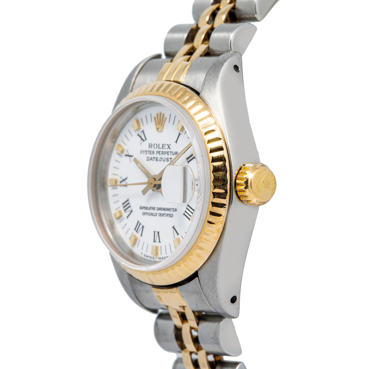 Rolex DateJust 69173 Jubilee 18K Two Tone YG White Dial Auto Ladies Watch 26mm