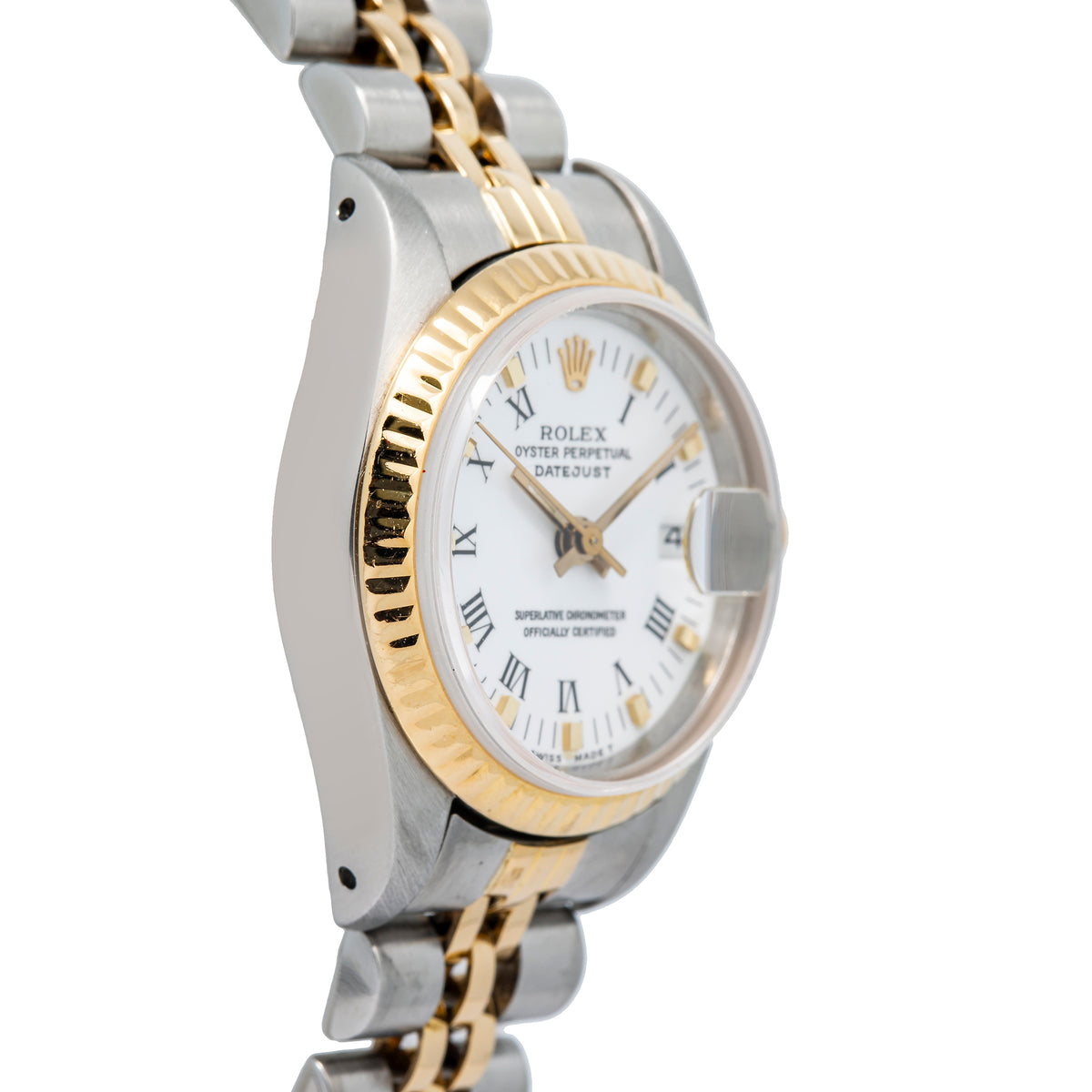 Rolex DateJust 69173 Jubilee 18K Two Tone YG White Dial Auto Ladies Watch 26mm