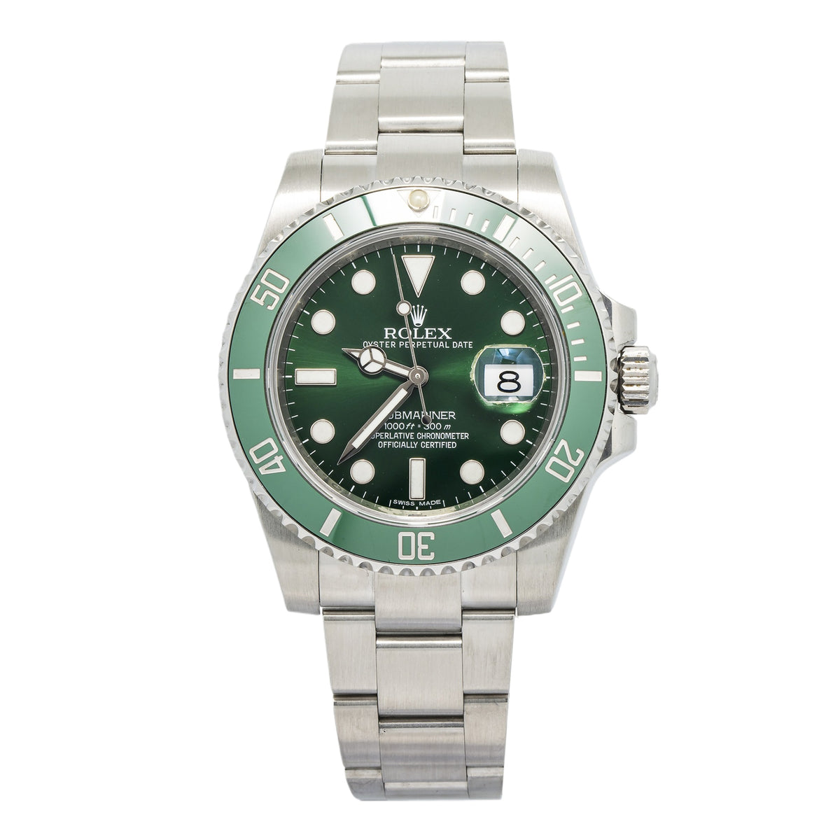 Rolex Submariner 116610LV Oyster Green Hulk ScrambledSerial Stainless Watch 40mm
