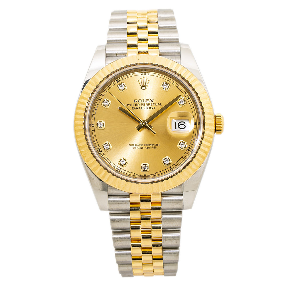 Rolex Datejust 126333 NEW 2021 Complete Jubilee Champagne Diamond Dial Men 41mm