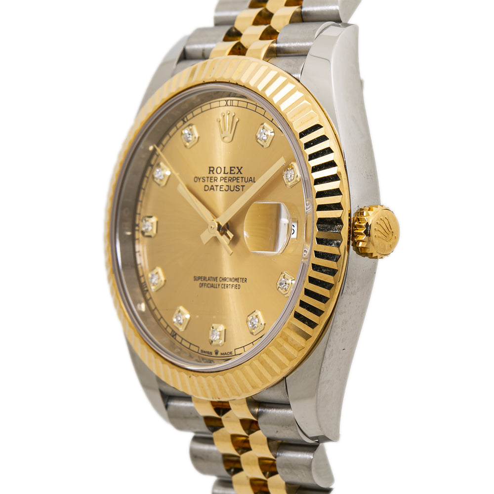 Rolex Datejust 126333 NEW 2021 Complete Jubilee Champagne Diamond Dial Men 41mm