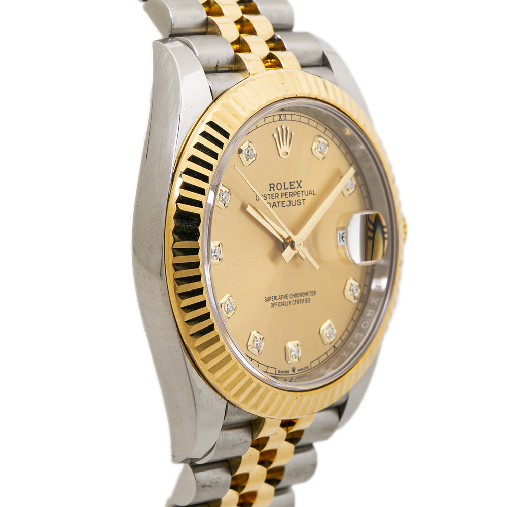 Rolex Datejust 126333 NEW 2021 Complete Jubilee Champagne Diamond Dial Men 41mm
