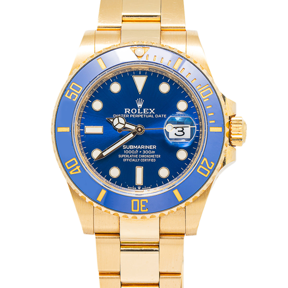 Rolex Submariner 126618LB Oyster 2023 Complete 18k YG Blue Dial Auto Watch 41mm