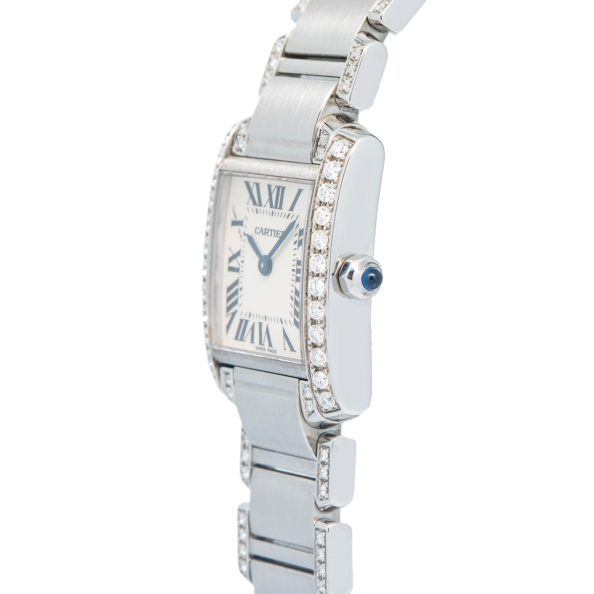 Cartier Tank Francaise 2384 W51008Q3 Afterset Natural Diamond Quartz Ladies 25mm