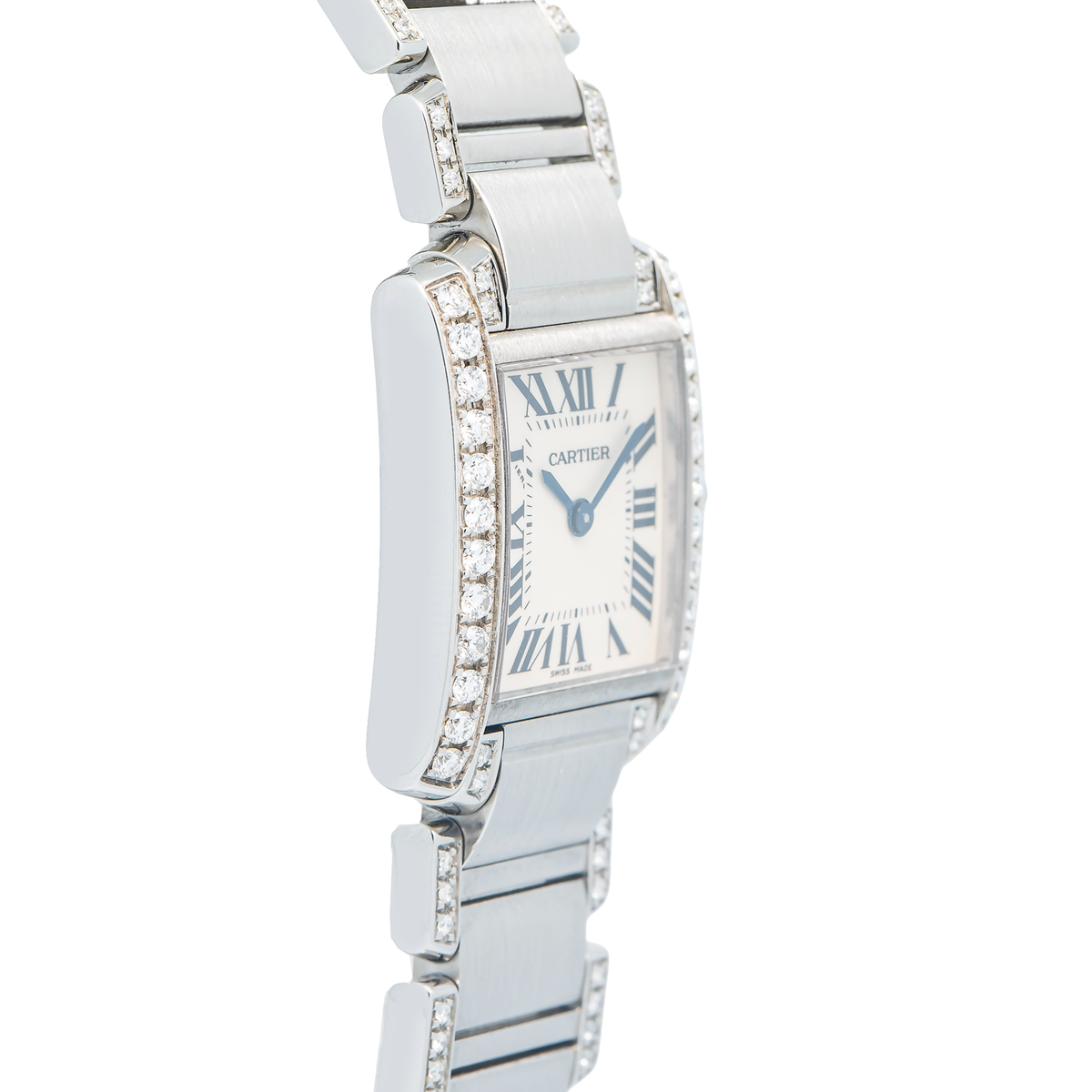 Cartier Tank Francaise 2384 W51008Q3 Afterset Natural Diamond Quartz Ladies 25mm