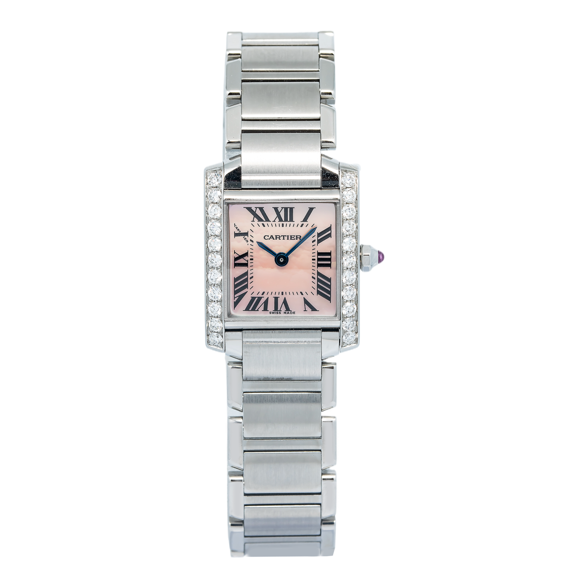 Cartier Tank Francaise 2384 W51028Q3 Diamond Bezel MOP Dial Women's Watch 20mm