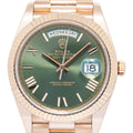 Rolex Day-Date 228235 2016 Card 18k Rose President Olive Green Dial Watch 40mm