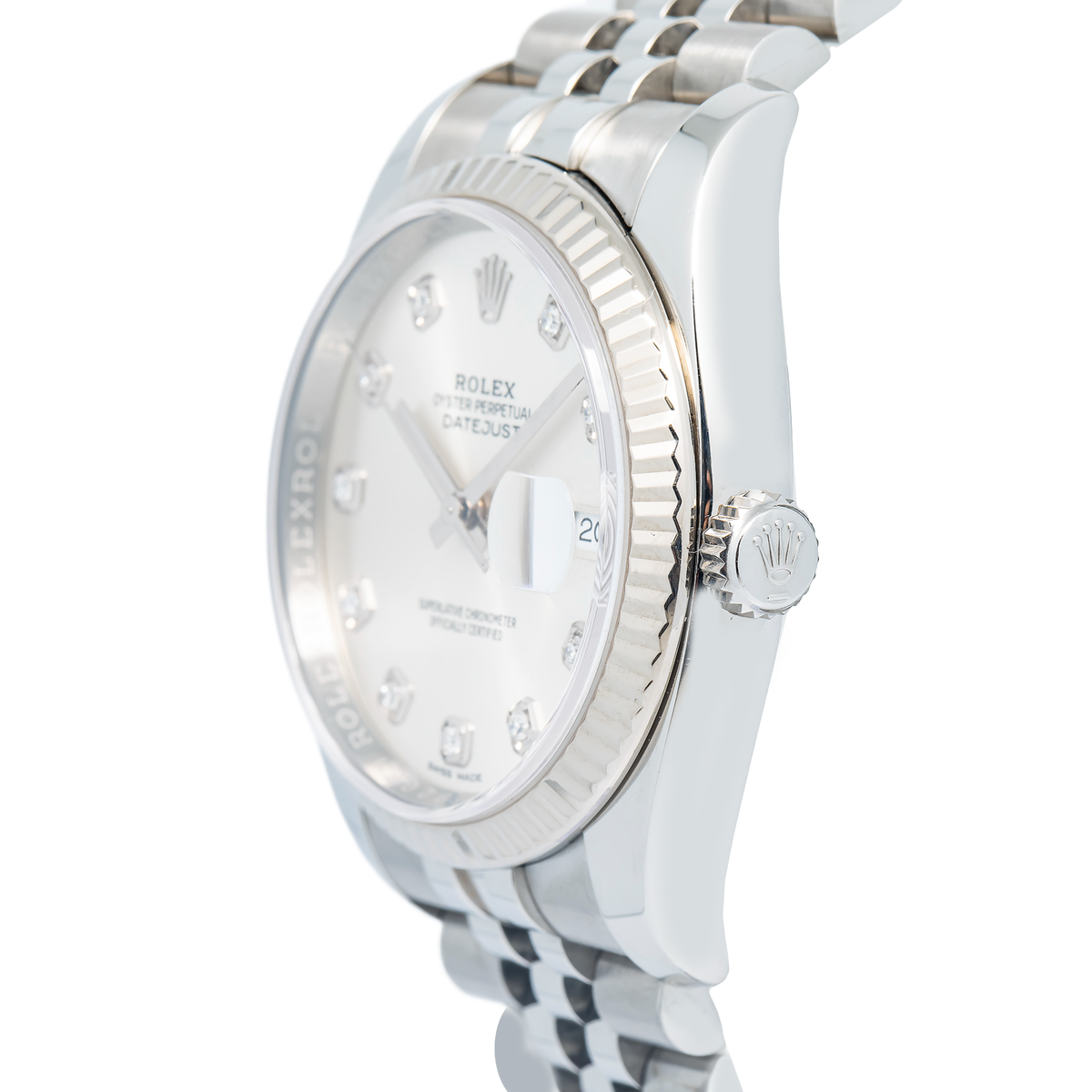 Rolex Datejust 116234G SS Auto Jubilee Factory Diamond Silver Dial Unisex 36mm