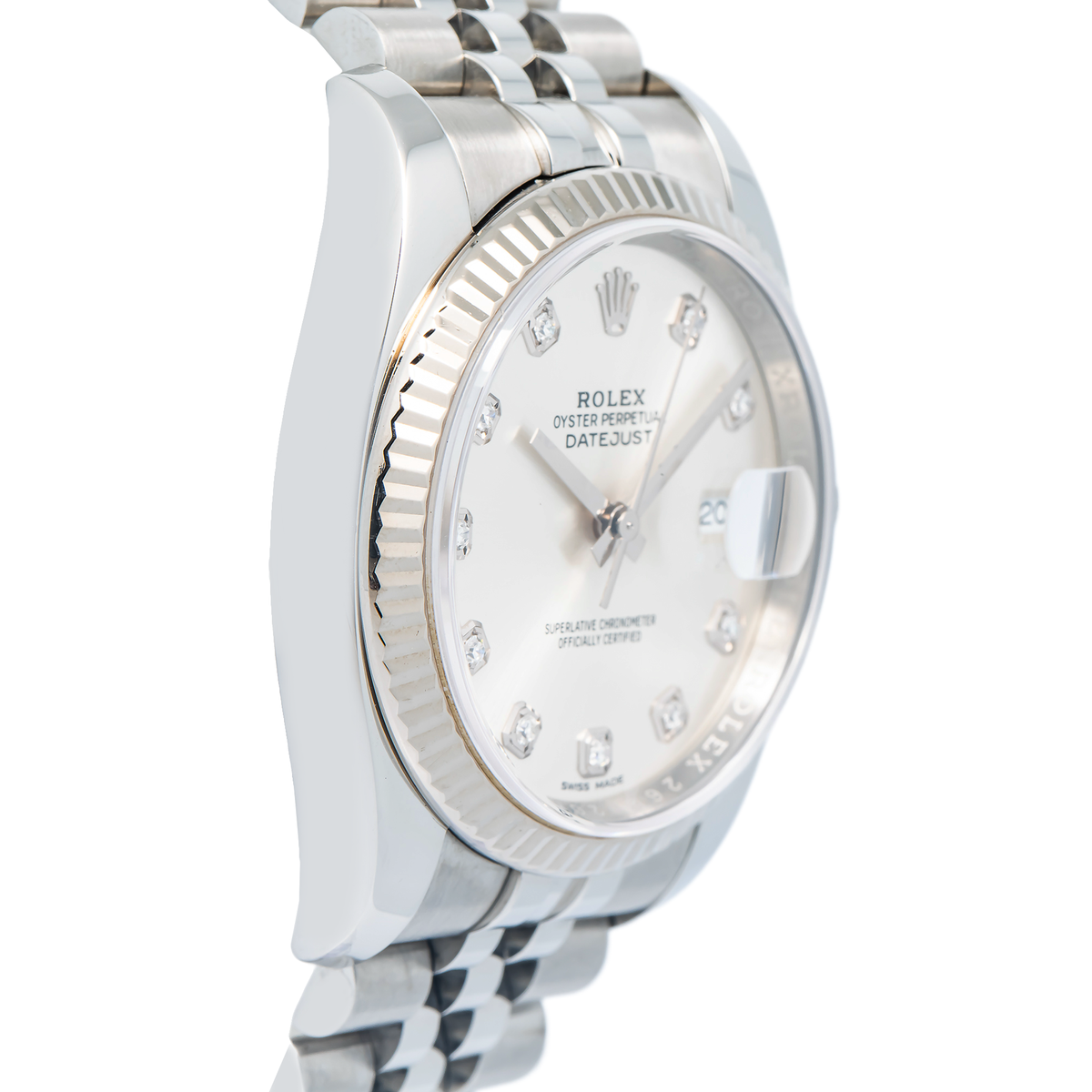 Rolex Datejust 116234G SS Auto Jubilee Factory Diamond Silver Dial Unisex 36mm