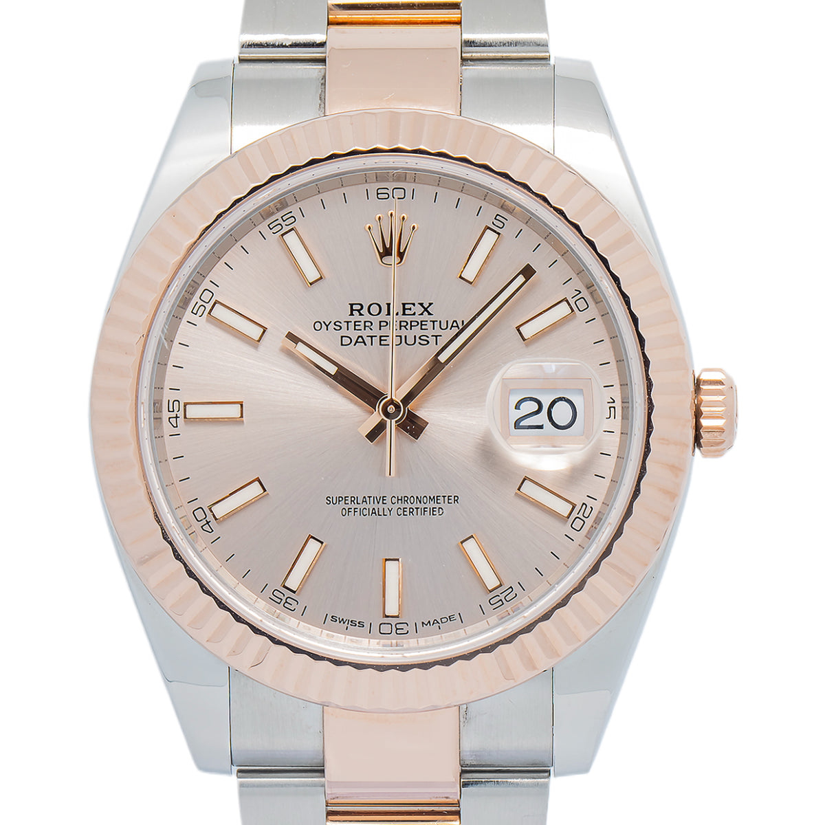 Rolex Datejust 126331 2017 Box&Paper 18k Rose Two Tone Oyster Sundust Dial 41mm