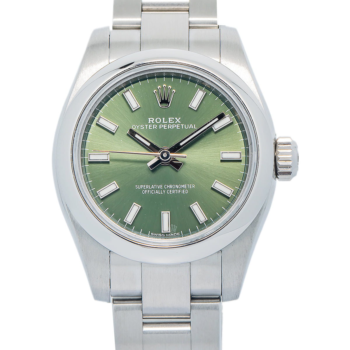 Rolex Oyster Perpetual 176200 2019 Card SS Olive Green Dial Ladies Auto 26mm