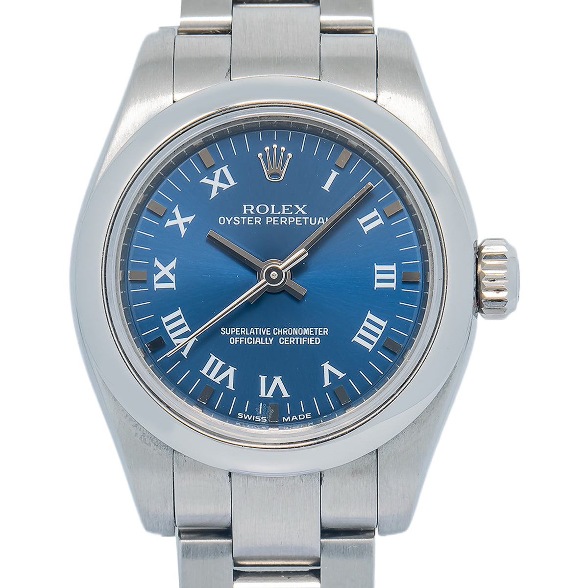 Rolex Oyster Perpetual 176200 2012 Card Stainless Blue Dial Women's Watch 26mm