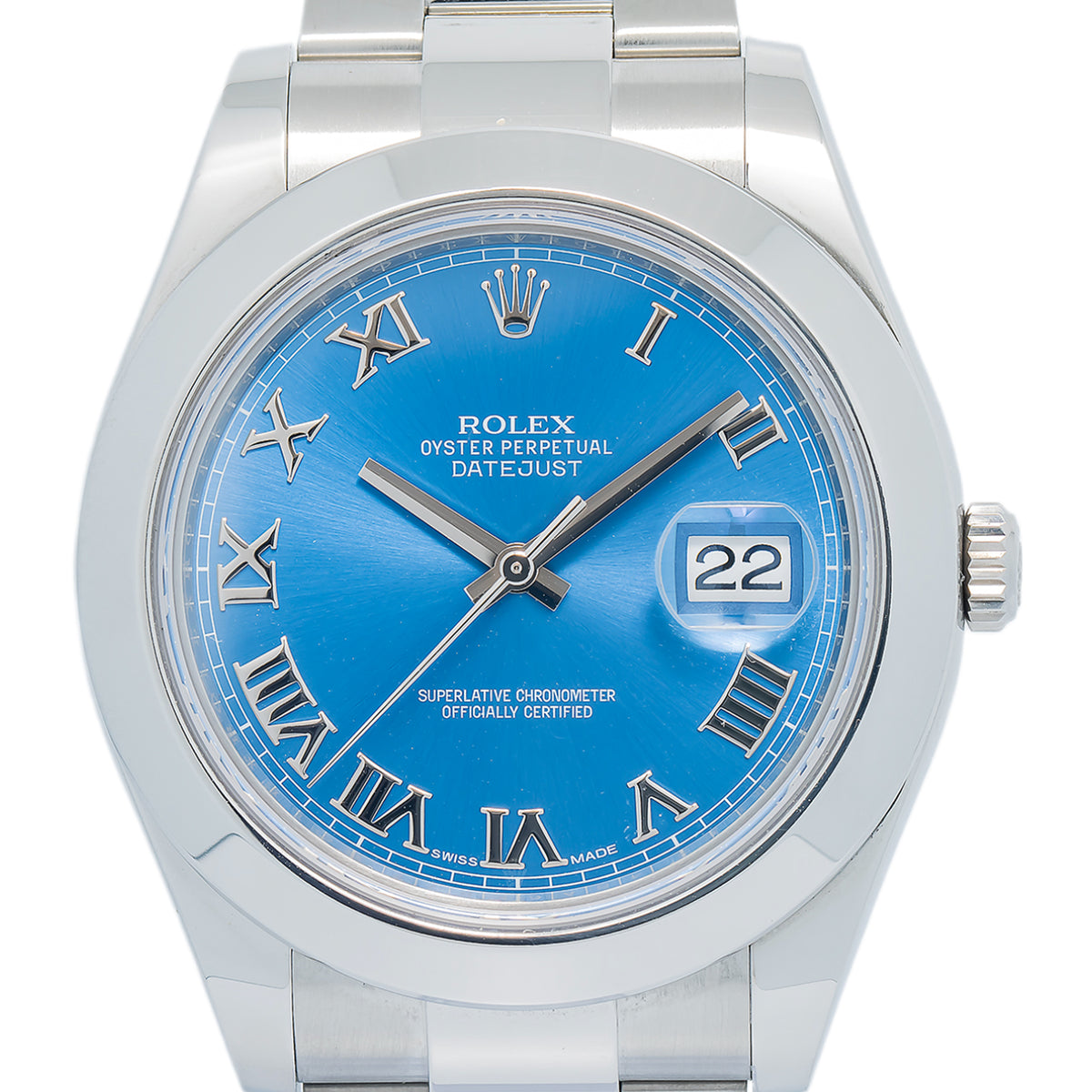 Rolex Datejust 116300 MINT Box/Paper SS Oyster Blue Roman Dial Auto Men's 41mm