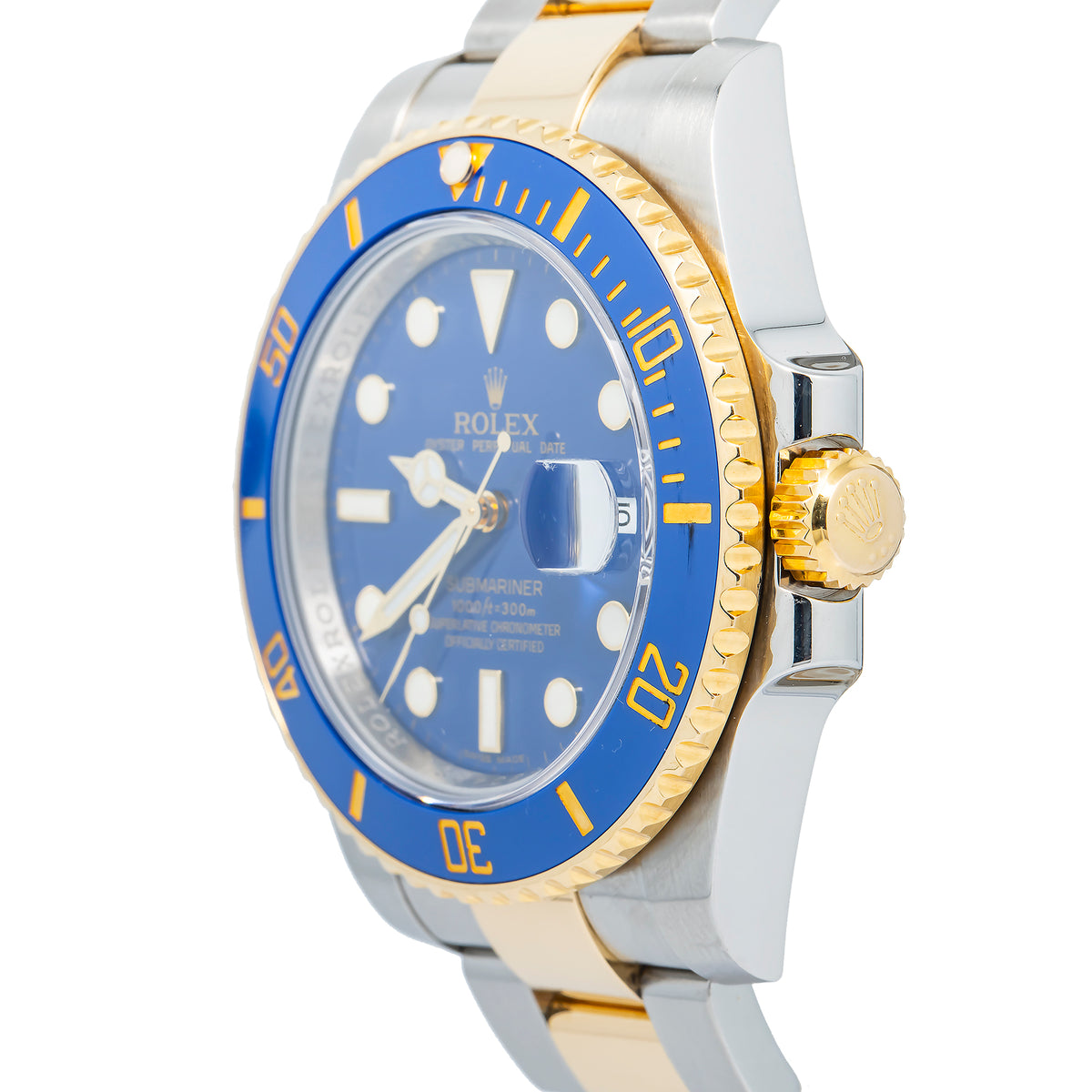 Rolex Submariner 116613LB 18K Yellow TwoTone Flat Blue Dial Men's Watch 40mm