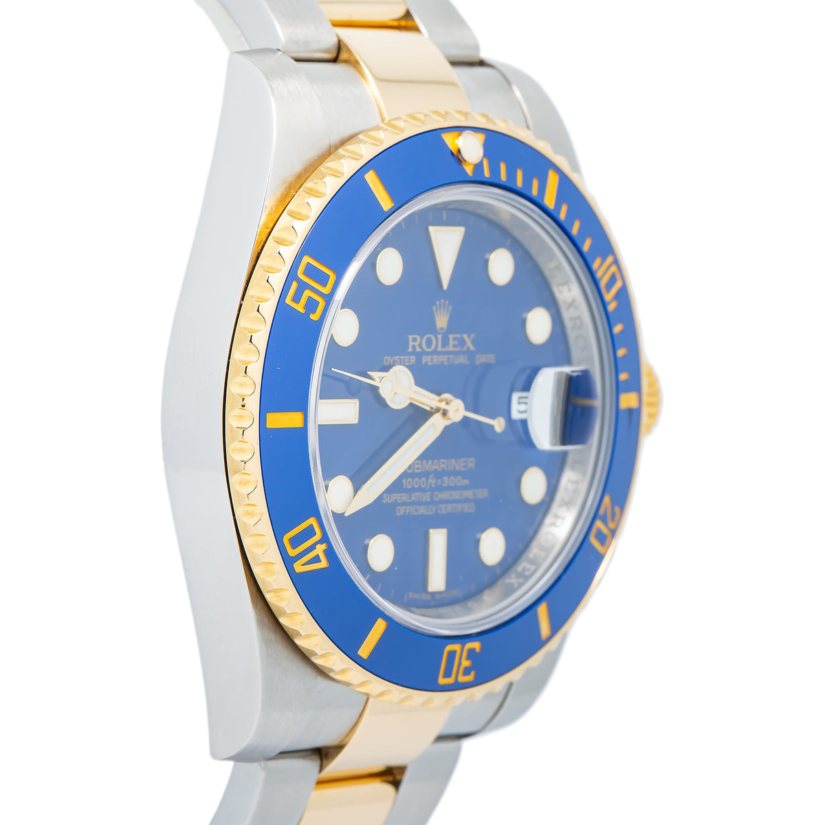 Rolex Submariner 116613LB 18K Yellow TwoTone Flat Blue Dial Men's Watch 40mm