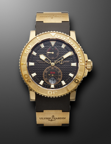 Ulysse Nardin Maxi Marine Diver Havana 266-33  w/box Auto YG Black Dial Men 43mm