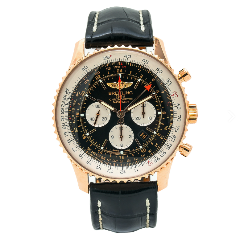 Breitling Navitimer RB0441 w/Box Automatic 18k Rose Gold Black Dial Men's 48mm