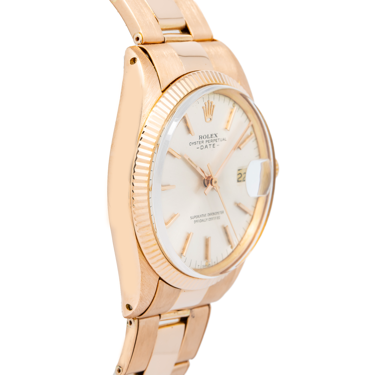 Rolex Date 1503 Automatic Rose Gold Oyster Silver Dial Unisex Watch 34mm