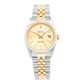 Rolex Datejust 16233 18k Two Tone Champagne Tapestry Dial Men's Watch 36mm