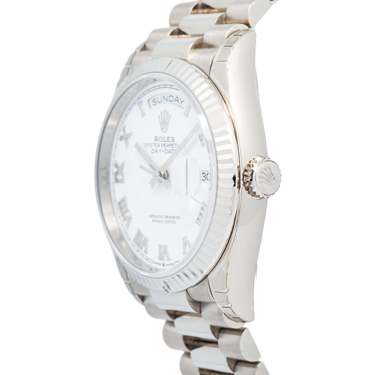 Rolex Day-Date 128239 18K White Gold Auto President White Roman Dial Unisex 36mm