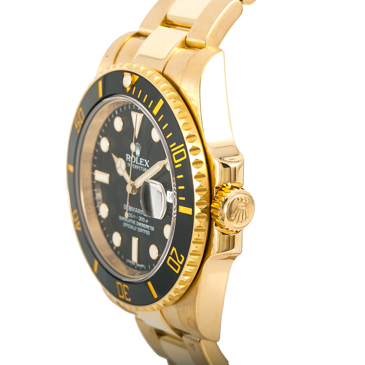 Rolex Submariner Date 116618 Auto 18k Yellow Gold Black Dial Men's Watch 40mm