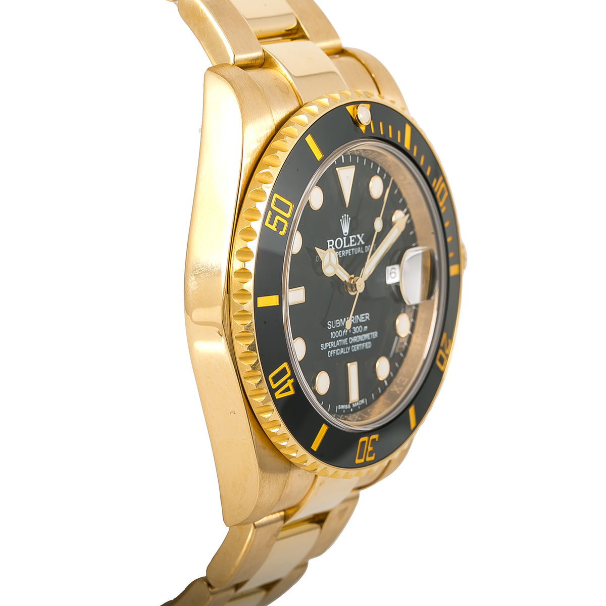 Rolex Submariner Date 116618 Auto 18k Yellow Gold Black Dial Men's Watch 40mm