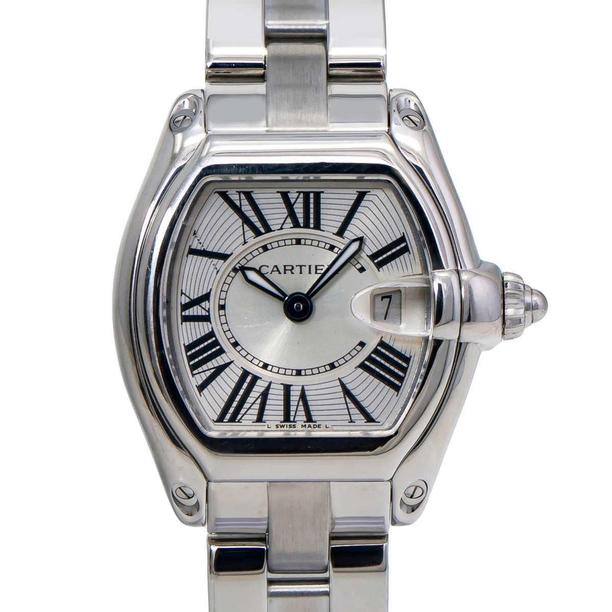 Cartier Roadster W62016V3 2016 Card SS Silver Dial Quartz Ladies Watch 30mm