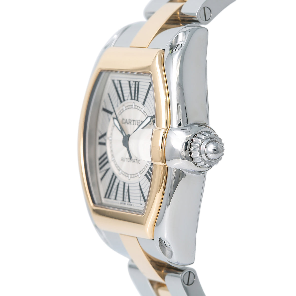 Cartier Roadster W62031Y4 2016 Card 18k YG Silver Dial Auto Men's Watch 38mm