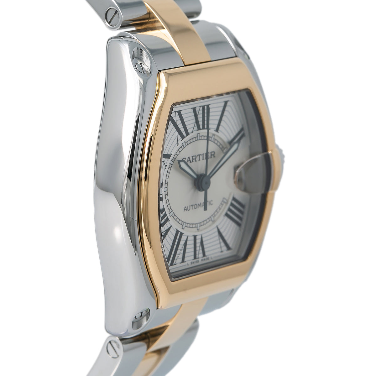 Cartier Roadster W62031Y4 2016 Card 18k YG Silver Dial Auto Men's Watch 38mm