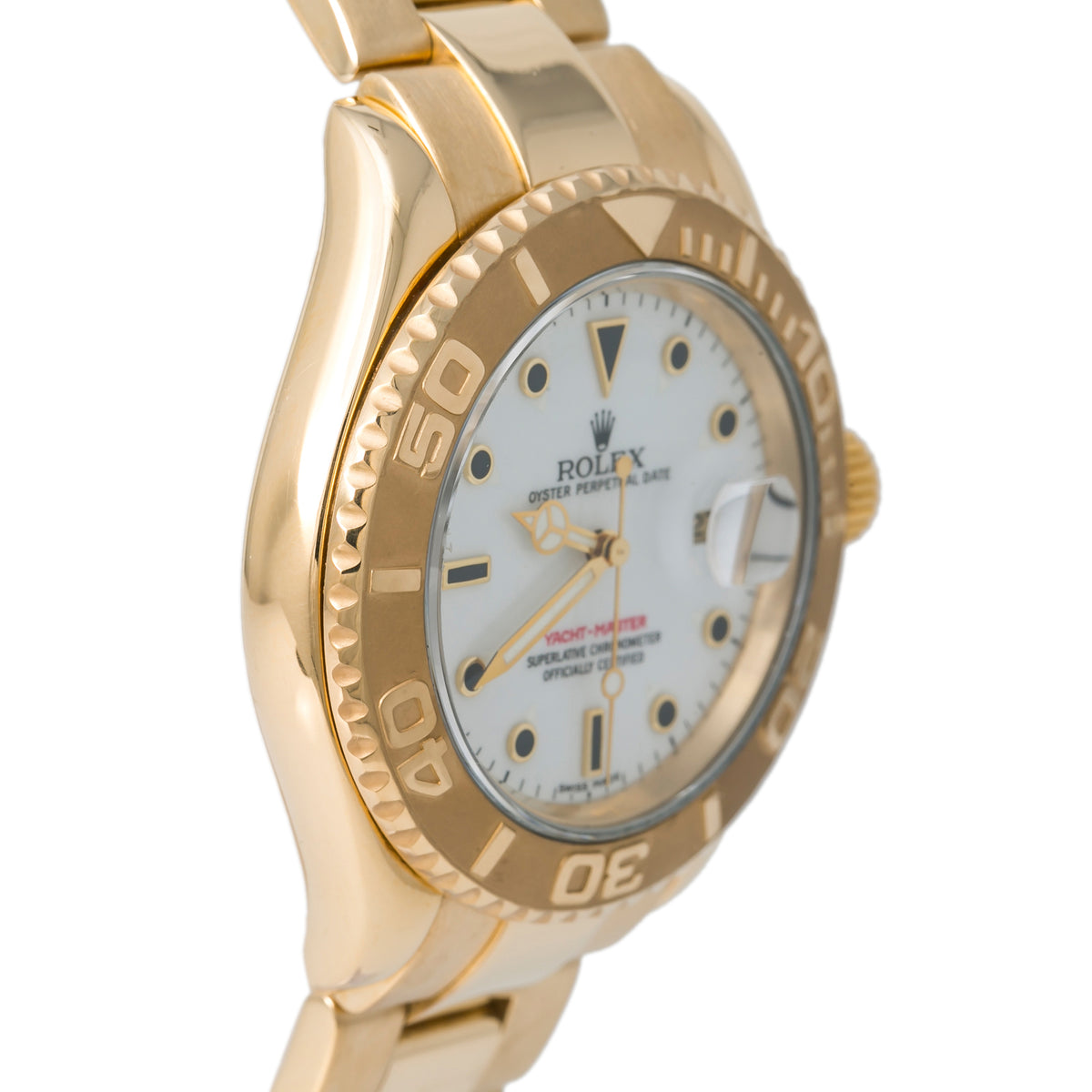 Rolex Yacht-Master 16628 2003 Papers Auto 18k YG White Dial Men's Watch 40mm
