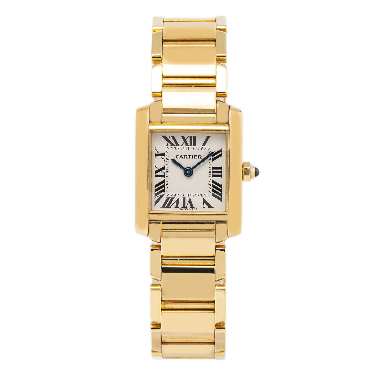 Cartier Tank Francaise 2385 W50002N2 18K YG White Dial Quartz Ladies 20x25mm